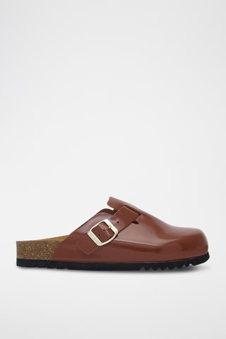 Sabots en cuir verni Fae - Marron