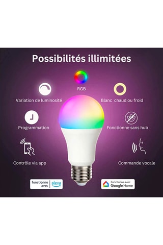 Pack 2 Ledpeertje E27 Eko - RGB+W - Alexa - Google Assistant 