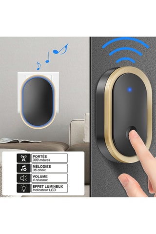 Draadloze Belknop Eko - 300 m - 36 melodieën.