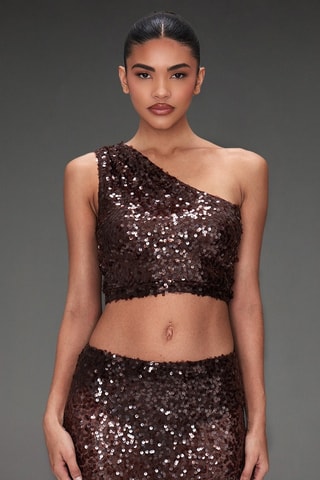 Crop top asymétrique - Marron