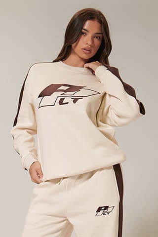 Sweat - Ecru et marron