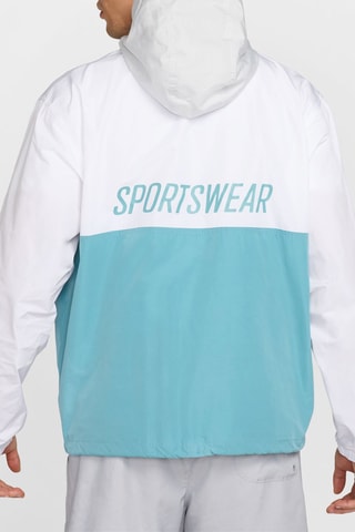 Coupe-vent à capuche - Blanc et turquoise - Nike