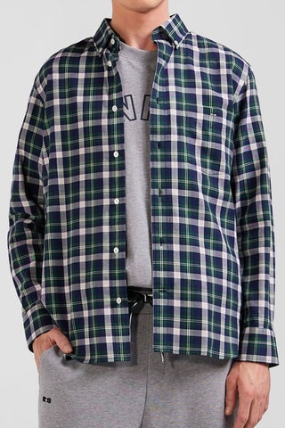 Chemise Check Hunting - Vert émeraude et gris clair