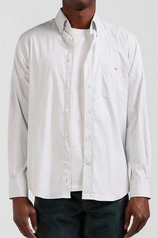 Chemise en coton biologique Ottanio - Blanc et gris clair