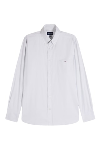 Chemise en coton biologique Ottanio - Blanc et gris clair
