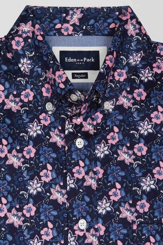 Chemise Albury Print Twill La Flamme - Bleu marine et rose