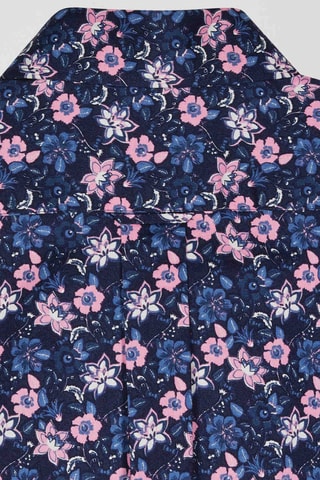 Chemise Albury Print Twill La Flamme - Bleu marine et rose