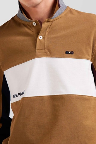 Polo Hexagone - Camel et blanc