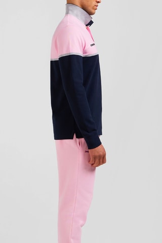 Polo Euskarian - Bleu marine et rose poudré