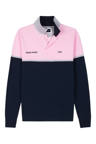 Polo Euskarian - Bleu marine et rose poudré