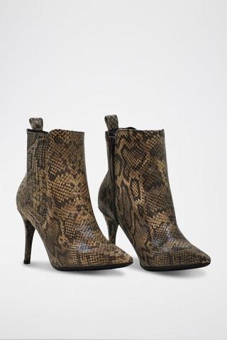 Leren Enkellaarzen Serpiente Taupe