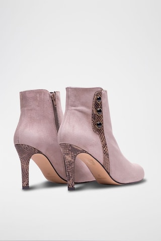 Nubuck en Leren Enkellaarzen Ursula Roze