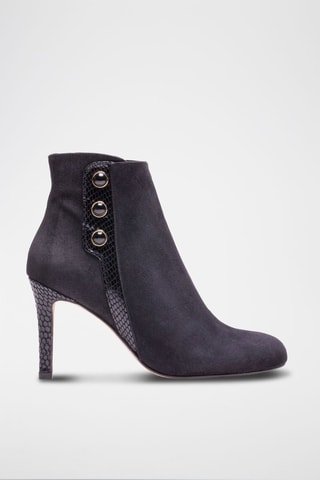 Nubuck en Leren Enkellaarzen Ursula Zwart