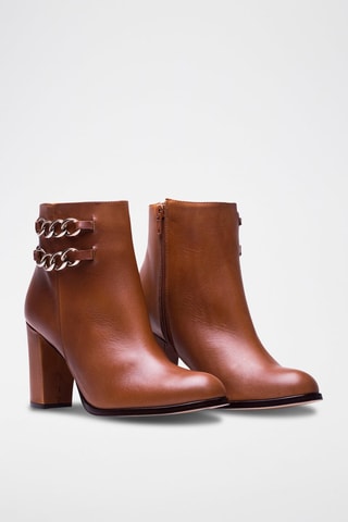 Leren Enkellaarzen Camel