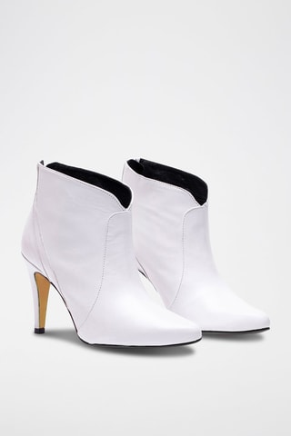 Leren Enkellaarzen Wit