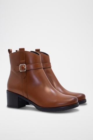 Leren Enkellaarzen - bruin