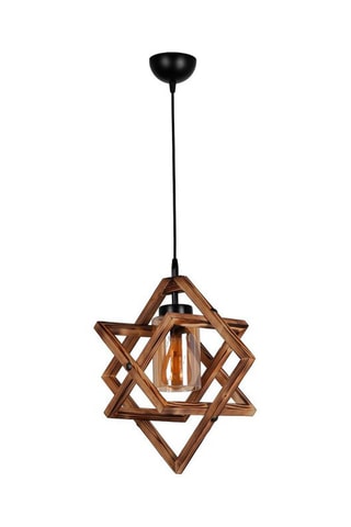 Suspension en bois Berlin Ahsap Tekli Sarkit Yanik - Naturel et noir - 60 W