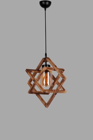 Suspension en bois Berlin Ahsap Tekli Sarkit Yanik - Naturel et noir - 60 W