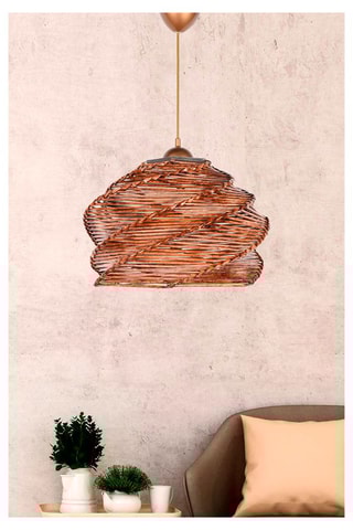 Suspension en bois et bambou Ruche Antiquation - Naturel et doré