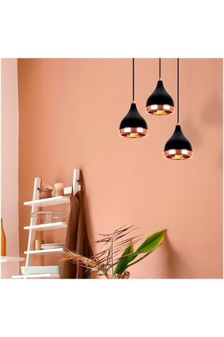 Suspension Yildo - Noir et cuivré - 3 x 60 W