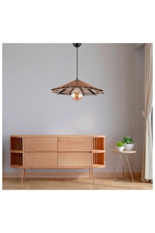 Suspension en bois - Naturel et noir - 60 W