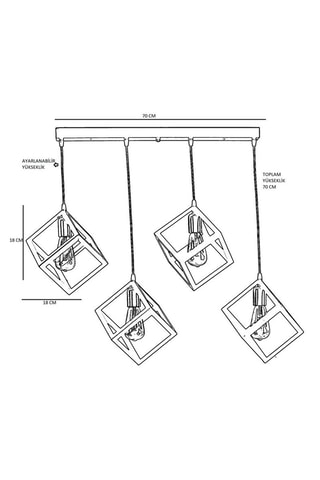 Suspension Siyaha - Noir et gris