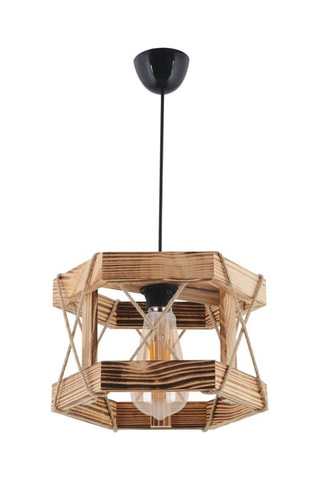 Suspension en bois - Naturel et noir - 45 - 60 W