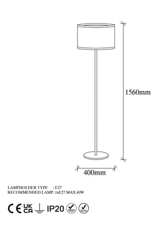 Lampadaire Way - Doré et écru - 40 W - 156 cm