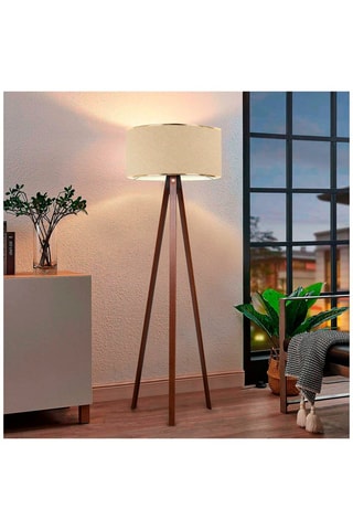 Lampadaire trépied en bois - Beige et naturel - 40 - 60 W - 140 cm