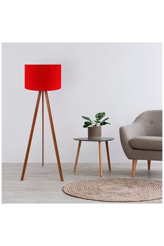 Lampadaire trépied Ayd-1571 - Rouge et marron - 60 W - 140 cm