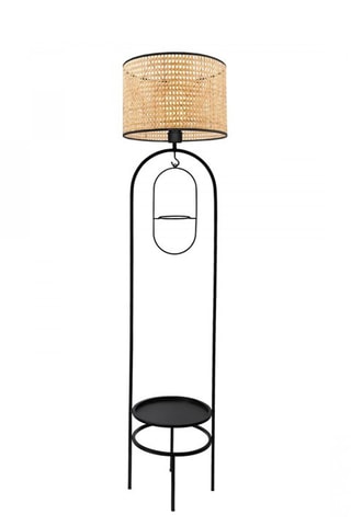 Lampadaire en rotin LED Ayd -  Naturel et noir - 5-9 W - 145 cm