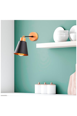 Applique murale en bois Manavgat - Noir et naturel - 100 W