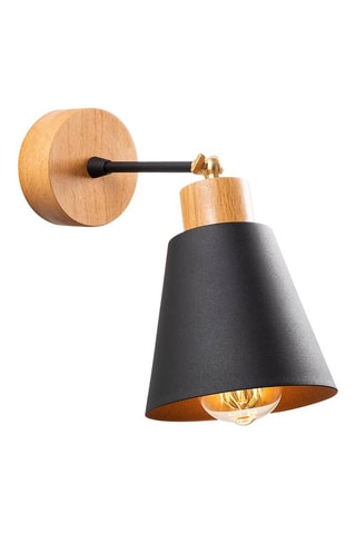Applique murale en bois Manavgat - Noir et naturel - 100 W