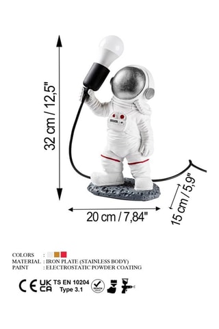 Lampe à poser Astronaut - Blanc et noir - 40 W