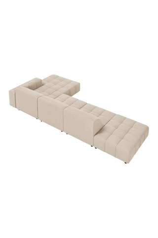 Canapé d'angle droit Luc - Beige - 5 places - Toucher velours