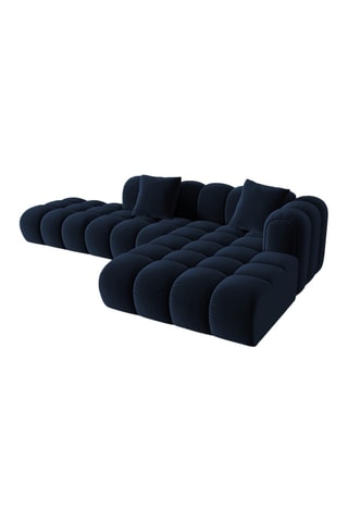 Canapé d’angle droit Elise - Bleu roi - 4 places - En tissu velours