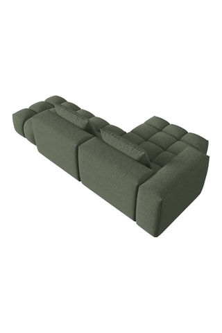Canapé d'angle gauche Lorella - Vert olive - 4 places - Revêtement en tissu