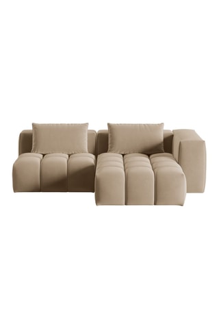 Canapé d'angle droit modulaire Lorella - Sable - 3 places - Revêtement en velours