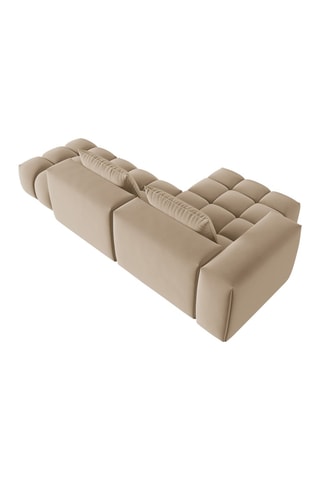 Canapé d'angle gauche modulaire Lorella - Sable - 4 places - Revêtement en velours