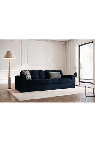 Canapé Yohan - Bleu roi - 3 places - En tissu synthétique - Toucher velours