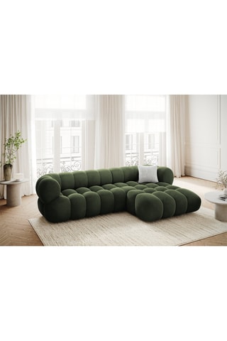 Canapé d’angle droit Maurice - Vert foncé - 3 places - Toucher velours