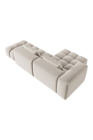 Canapé d'angle gauche modulaire Lorella - Beige clair - 4 places - Revêtement en velours