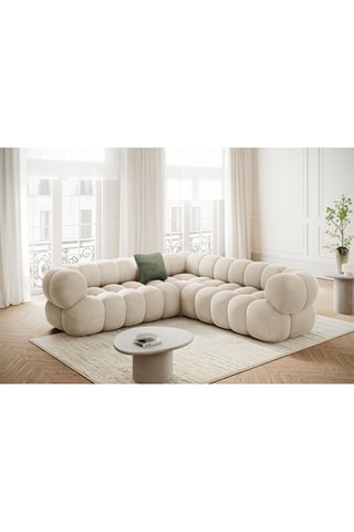 Canapé d'angle modulaire Maurice - Beige clair - 5 places - Toucher velours