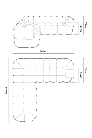 Canapé d'angle modulaire Maurice - Beige clair - 5 places - Toucher velours