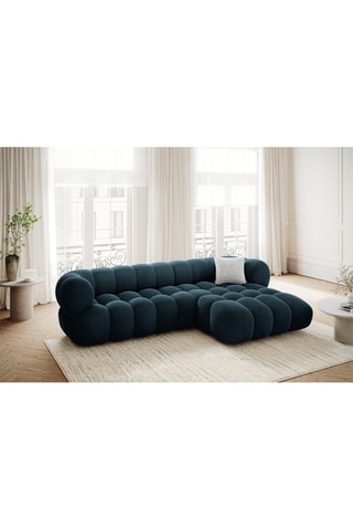 Canapé d’angle droit Maurice - Bleu pétrole - 3 places - Toucher velours