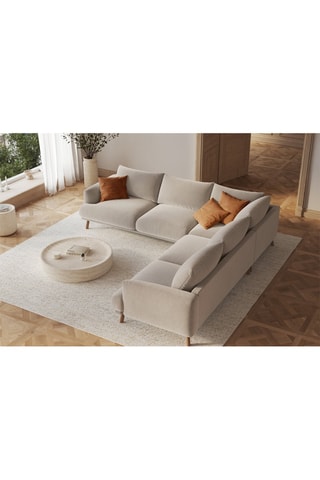 Canapé d’angle symétrique Margot - Beige - 5 places - En tissu velours