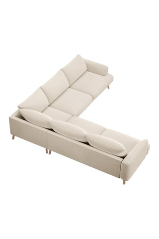 Canapé d’angle symétrique Margot - Beige - 5 places - En tissu velours