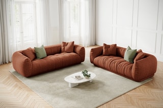 Canapé Julia - Rouge brique - 2 places - En tissu structurel