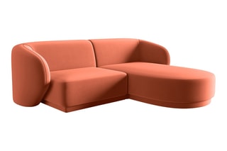 Canapé d’angle gauche modulable Lionel - Corail - 3 places - En tissu velours