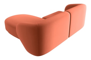 Canapé d’angle gauche modulable Lionel - Corail - 3 places - En tissu velours